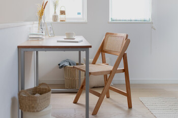 AMU フォールディングチェア 天然ラタン かごめ編み　ナチュラル 送料無料-9