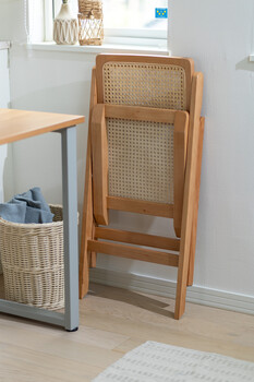 AMU フォールディングチェア 天然ラタン かごめ編み　ナチュラル 送料無料-14