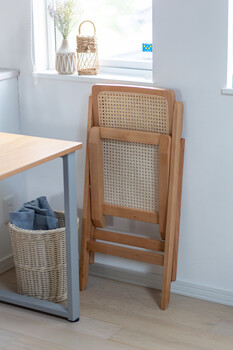 AMU フォールディングチェア 天然ラタン かごめ編み　ナチュラル 送料無料-15