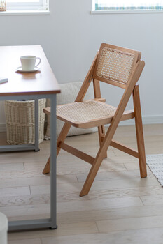 AMU フォールディングチェア 天然ラタン かごめ編み　ナチュラル 送料無料-25
