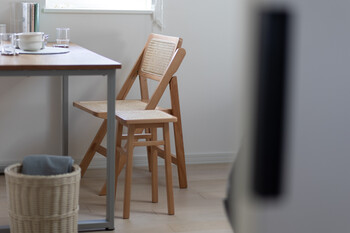 AMU フォールディングチェア 天然ラタン かごめ編み　ナチュラル 送料無料-3