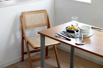 AMU フォールディングチェア 天然ラタン かごめ編み　ナチュラル 送料無料-4