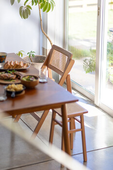 AMU フォールディングチェア 天然ラタン かごめ編み　ナチュラル 送料無料-5