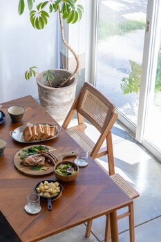 AMU フォールディングチェア 天然ラタン かごめ編み　ナチュラル 送料無料-7