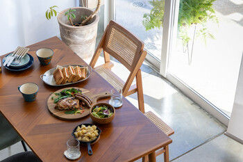 AMU フォールディングチェア 天然ラタン かごめ編み　ナチュラル 送料無料-8