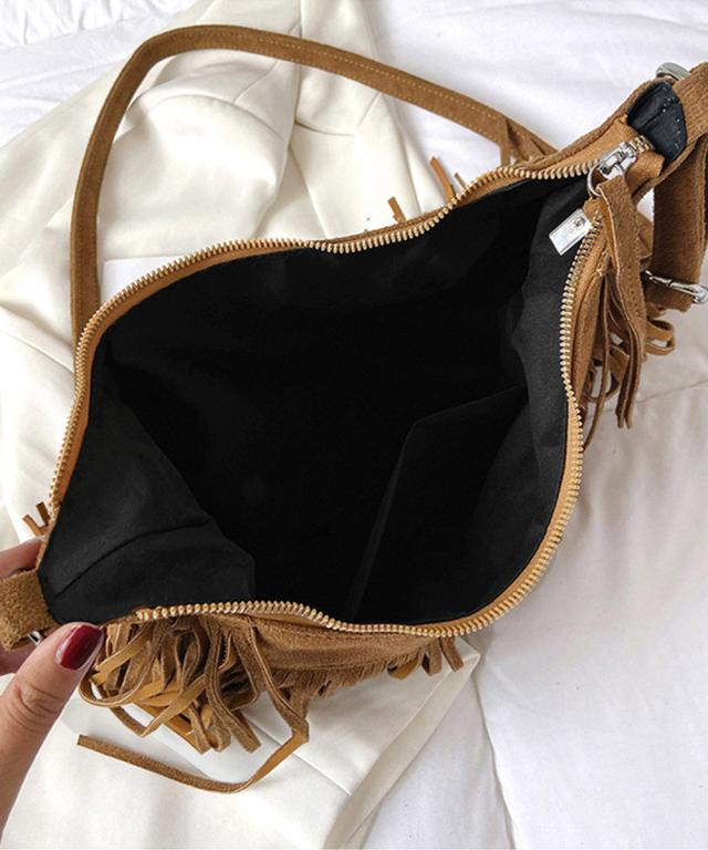 フリンジショルダーバッグスエード調バッグ 送料無料 即日発送-9