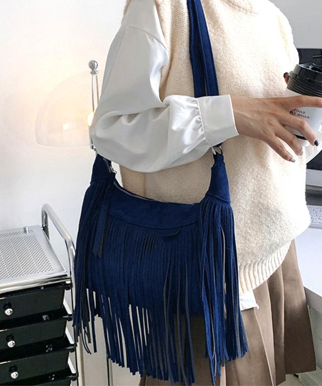 フリンジショルダーバッグスエード調バッグ 送料無料 即日発送-7