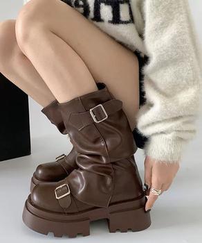 ショートブーツ 厚底カバーミドルブーツ 送料無料 即日発送-5