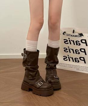 ショートブーツ 厚底カバーミドルブーツ 送料無料 即日発送-7