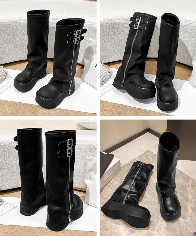 カバーロングブーツ厚底 ルーズシルエット 送料無料 即日発送-2