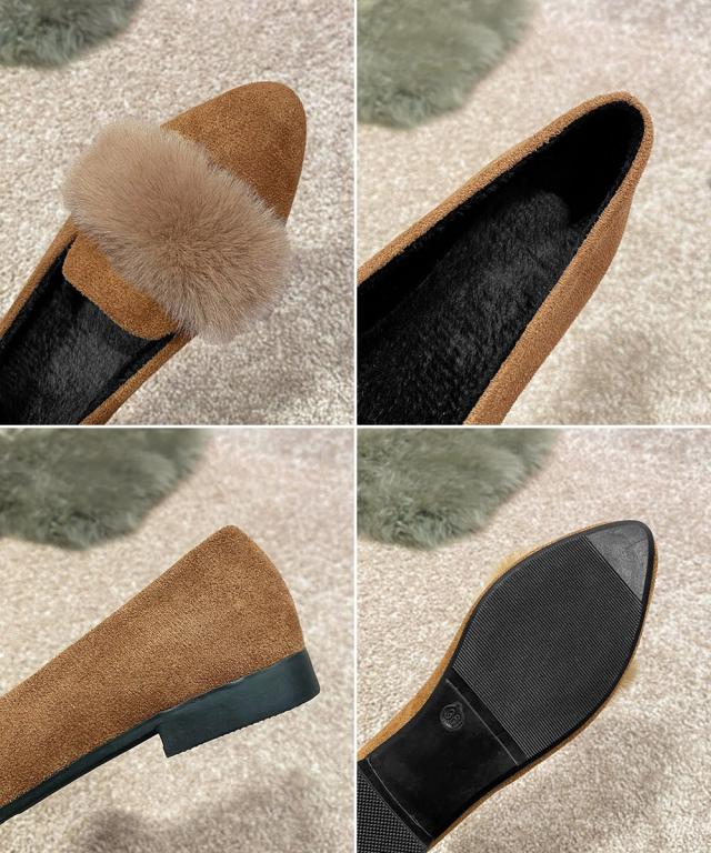 ファー付きパンプスポインテッドトゥ 送料無料 即日発送-3