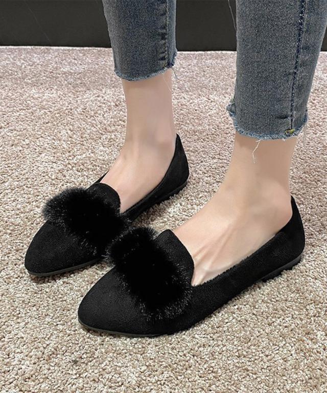 ファー付きパンプスポインテッドトゥ 送料無料 即日発送-4