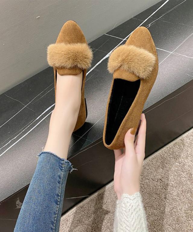 ファー付きパンプスポインテッドトゥ 送料無料 即日発送-8