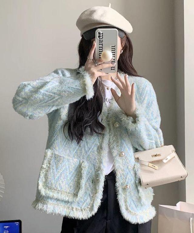 ラメツイード風ジャケット レディース 送料無料 即日発送-8