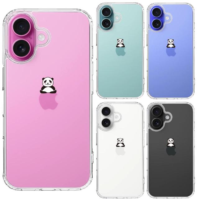 iPhone16 ケース クリア おすわり パンダ スマホケース 側面ソフト 背面ハード ハイブリッド  送料無料-1