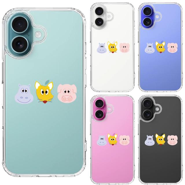 iPhone16 ケース クリア 動物たち アニマル スマホケース 側面ソフト 背面ハード ハイブリッド  送料無料-1