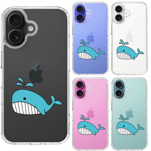 iPhone16 ケース クリア 鯨 クジラ スマホケース 側面ソフト 背面ハード ハイブリッド  送料無料-1