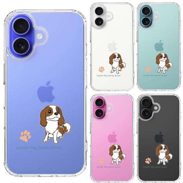 iPhone16 ケース クリア キャバリア キング チャールズ スパニエル スマホケース 側面ソフト 背面ハード ハイブリッド 送料無料-1