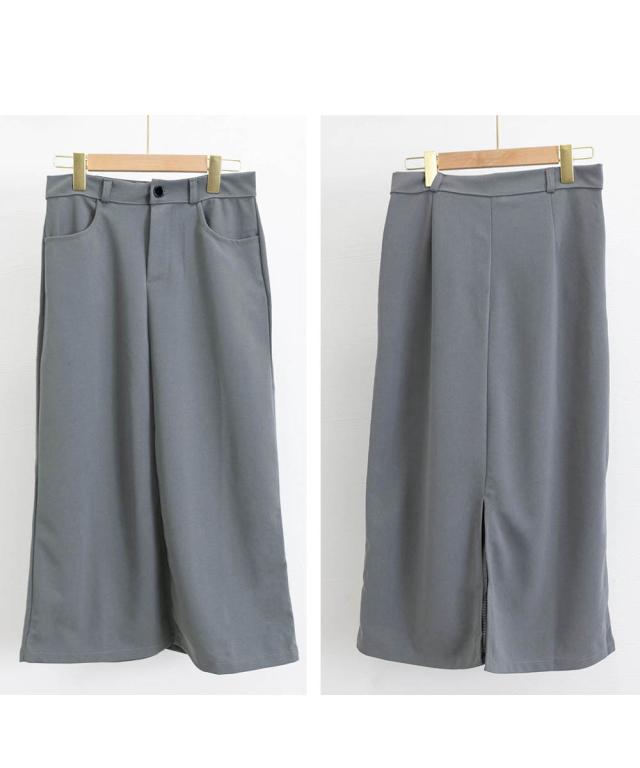 ハイウエストスリットロングスーツスカート 送料無料 即日発送-2