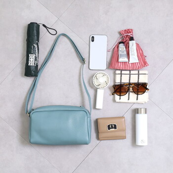 シュリンクレザー横型BOX ショルダーバッグ 斜めがけ   COOCO 送料無料 即日発送-17