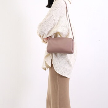 シュリンクレザー横型BOX ショルダーバッグ 斜めがけ   COOCO 送料無料 即日発送-22