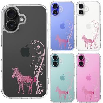 iPhone16 ケース クリア フローラル ゼブラ ピンク スマホケース 側面ソフト 背面ハード ハイブリッド  送料無料-1