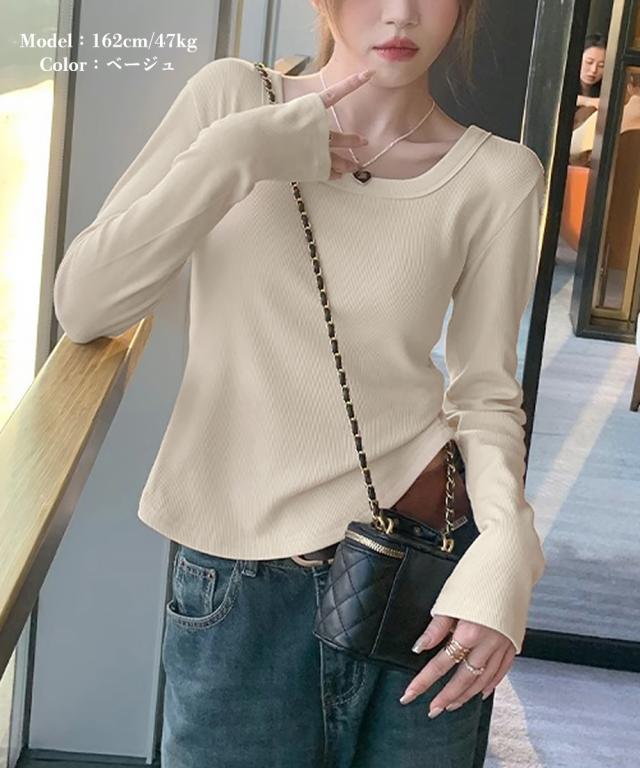 長袖Tシャツ レディース スクエアネック SK22040598-1009 送料無料 即日発送-5