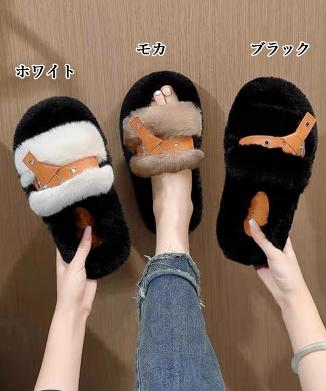 レディース ファーサンダル 厚底サンダル 送料無料 即日発送-1