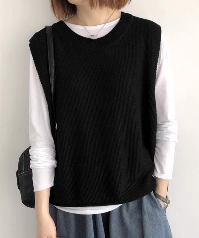 ニットベスト レディースチョッキ 重ね着 SK22040574-1030 送料無料 即日発送-4