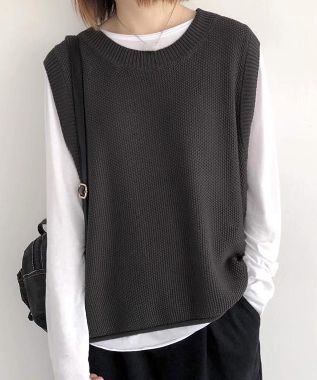 ニットベスト レディースチョッキ 重ね着 SK22040574-1030 送料無料 即日発送-6