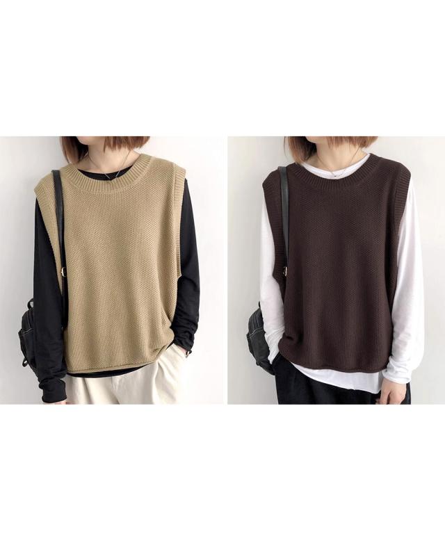 ニットベスト レディースチョッキ 重ね着 SK22040574-1030 送料無料 即日発送-8