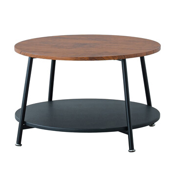 ヴィンテージ棚付リビングテーブル サイドテーブル 木製 木目 丸 モダン 一人暮らし 収納 送料無料-10