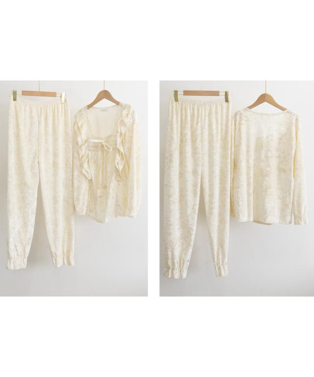 ベロア調パジャマ レディース部屋着セット 送料無料 即日発送-2