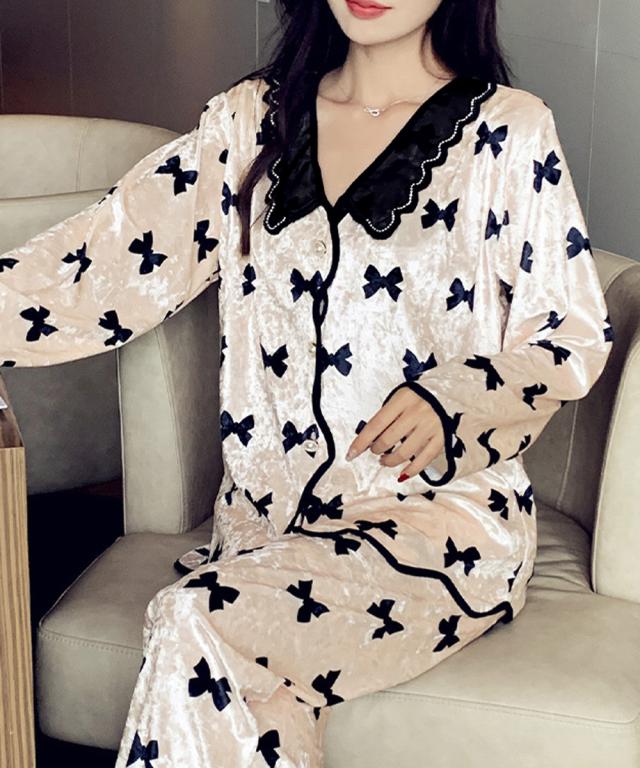 ベロア調パジャマ レディース部屋着セット 送料無料 即日発送-8