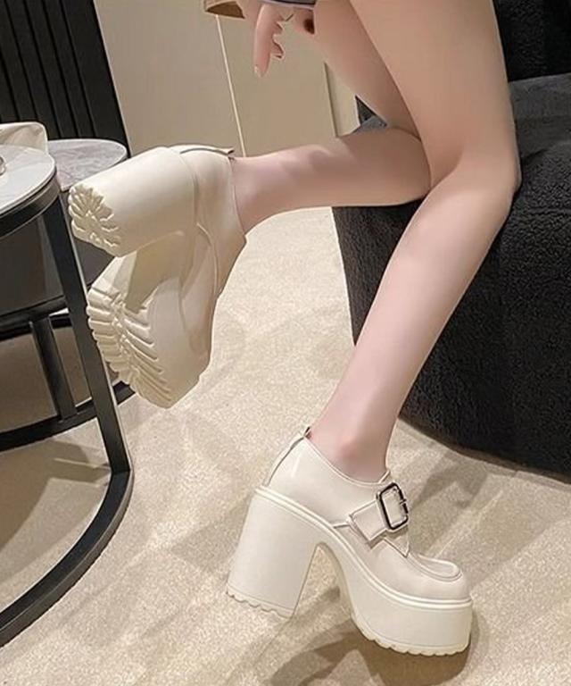 厚底ローファーレディース太ヒールパンプス 送料無料 即日発送-9