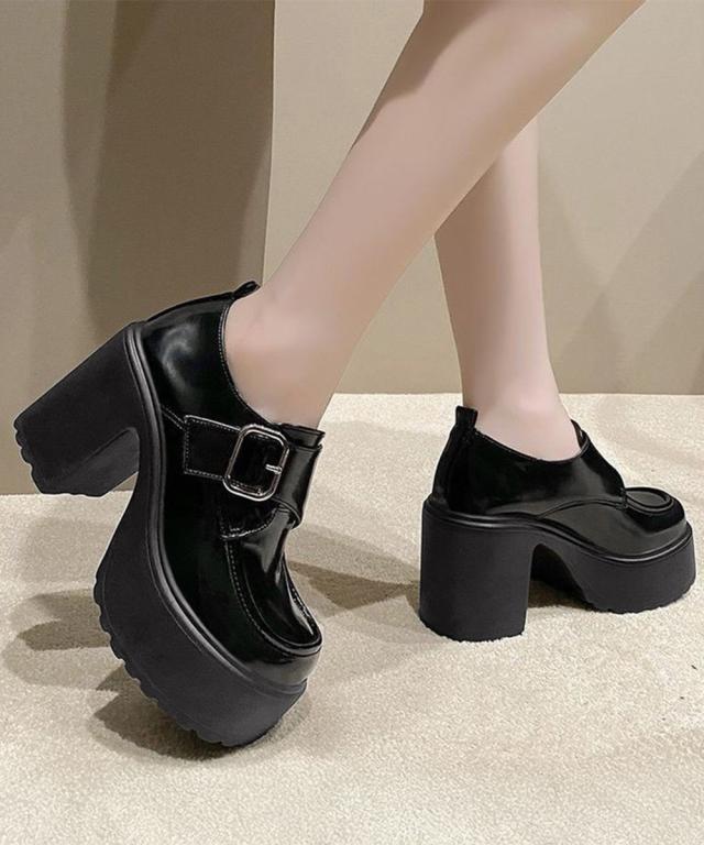 厚底ローファーレディース太ヒールパンプス 送料無料 即日発送-4