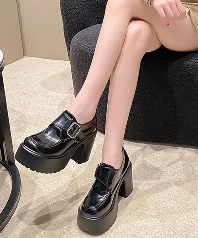 厚底ローファーレディース太ヒールパンプス 送料無料 即日発送-6