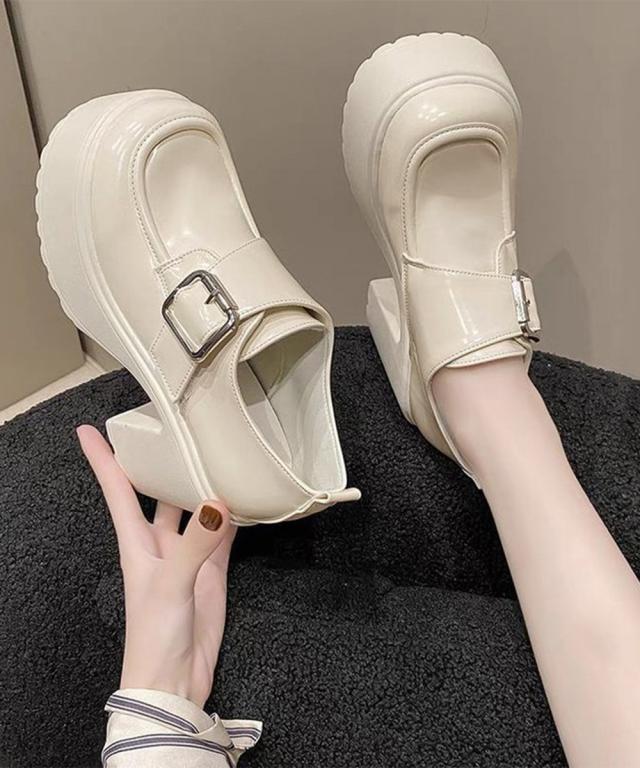 厚底ローファーレディース太ヒールパンプス 送料無料 即日発送-7