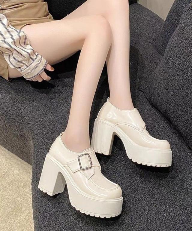 厚底ローファーレディース太ヒールパンプス 送料無料 即日発送-8