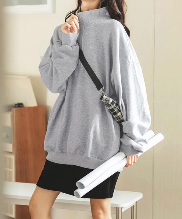 スウェットシャツ ハーフジップトレーナー 送料無料 即日発送-1