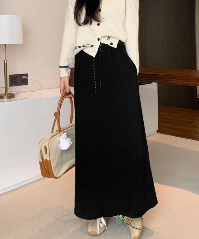 スウェットロングスカート バックスリット 送料無料 即日発送-4