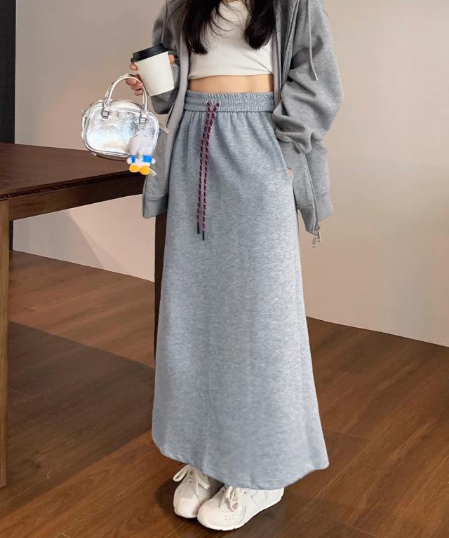 スウェットロングスカート バックスリット 送料無料 即日発送-5