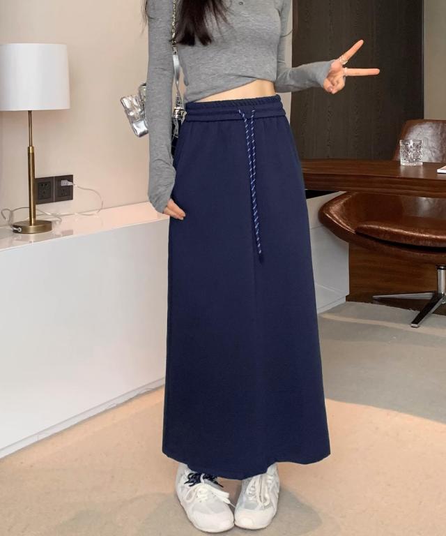 スウェットロングスカート バックスリット 送料無料 即日発送-6