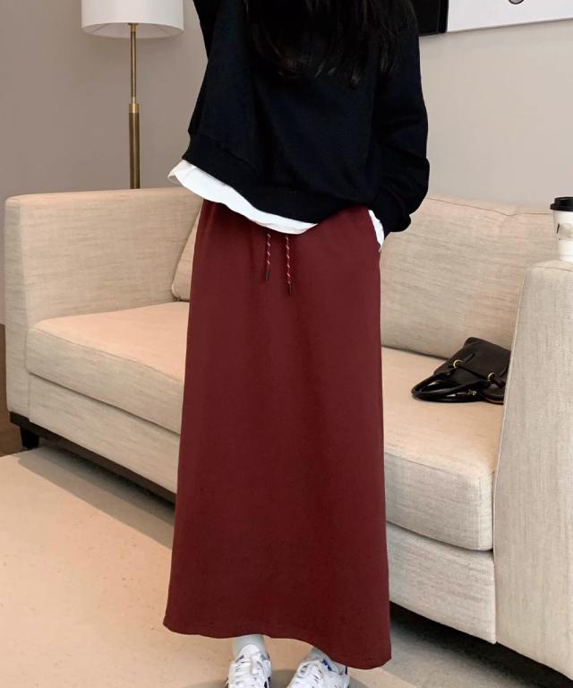 スウェットロングスカート バックスリット 送料無料 即日発送-8