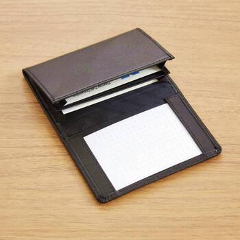 グロワール メモホルダー付名刺入れ 皮製 GLN1055C ブラウン 送料無料-2