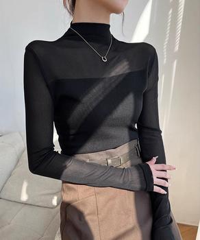 カットソー レディース 長袖 透け感 送料無料 即日発送-2