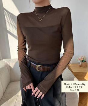 カットソー レディース 長袖 透け感 送料無料 即日発送-4