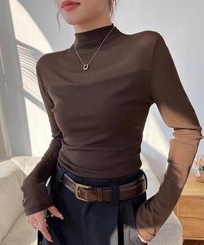 カットソー レディース 長袖 透け感 送料無料 即日発送-5