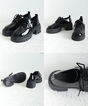 ローファー レディース 厚底 編み上げ 送料無料 即日発送-9