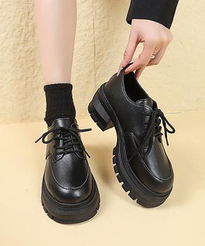 ローファー レディース 厚底 編み上げ 送料無料 即日発送-3